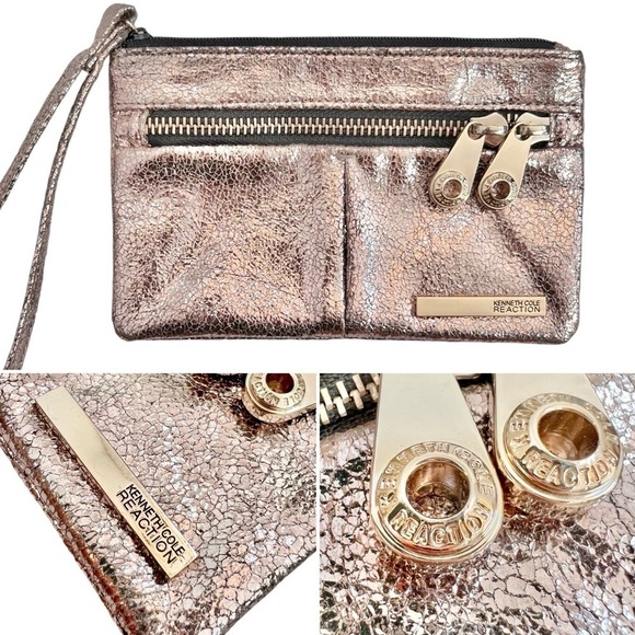 Kenneth Cole Reaction Rose Gold Metallic Wristlet - Picture 1 of 9